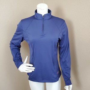 FORRESTER'S X-static Stripe Blue 1/2 Zip Long Sleeve Shirt~Size L